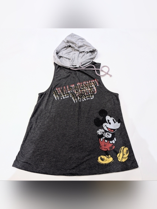 Disney Tops - Disney Dark Gray Sleeveless Hooded Tank with Mickey Graphic